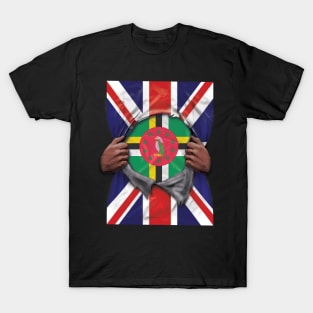 Dominica Flag Great Britain Flag Ripped - Gift for Dominican From Dominica T-Shirt